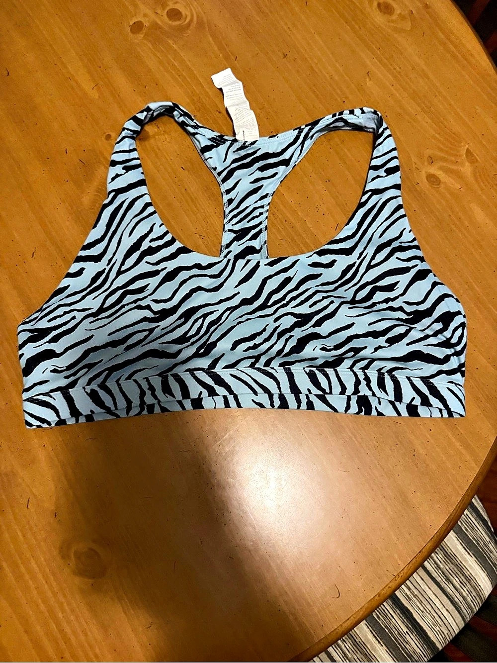 Fabletics Animal Print Sports Bra in Blue & Black Size XXL